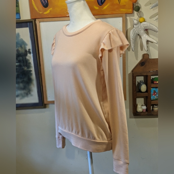 Peachy Pink Lauren Conrad Sweatshirt with Ruffles - Picture 7 of 8